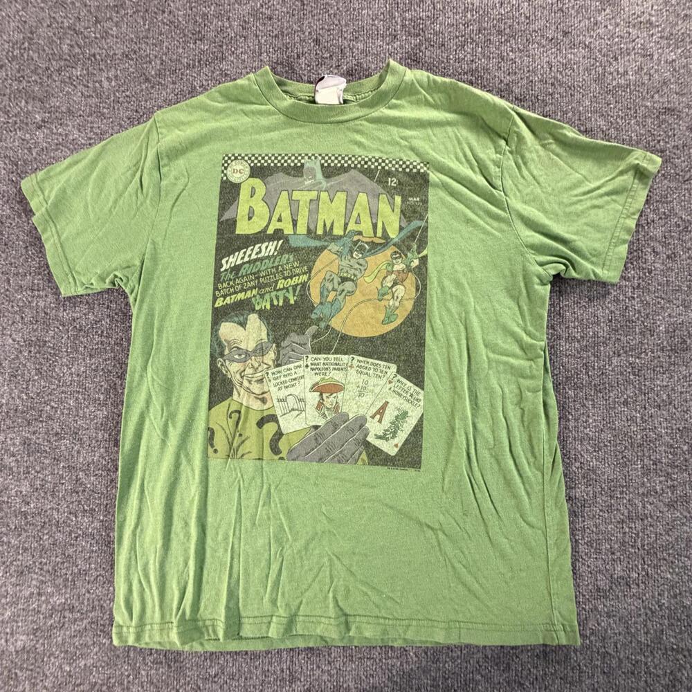 Junk Food Batman Comic Print T-Shirt Green Vintage Graphic Tee Large #727